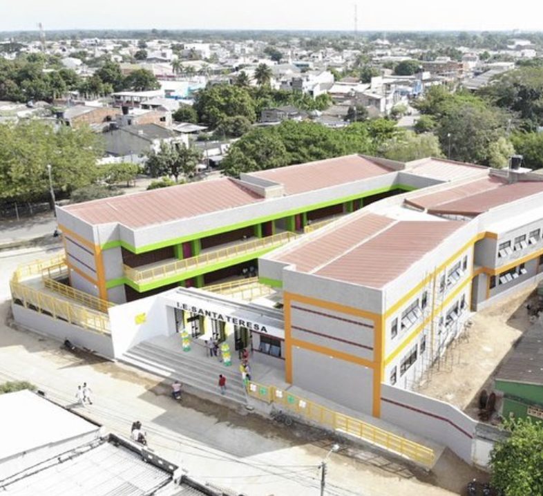 Vista aérea de la Institución Educativa Santa Teresa, megacolegio del Caribe entregado